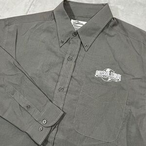 Vintage Universal Studios Button Down Shirt Mens Large L Gray Hollywood Employee